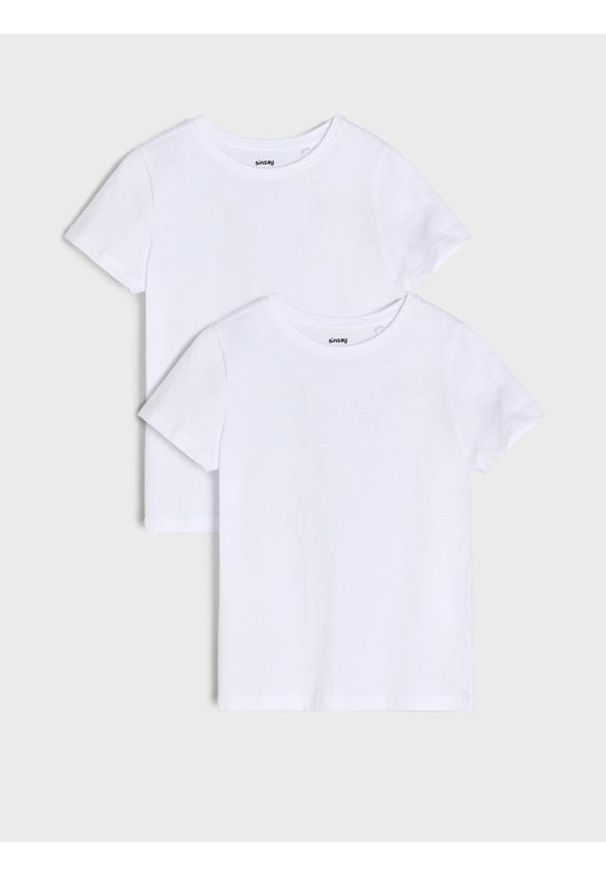 Sinsay - Bawełniana koszulka 2 pack - biały. Kolor: biały. Materiał: bawełna