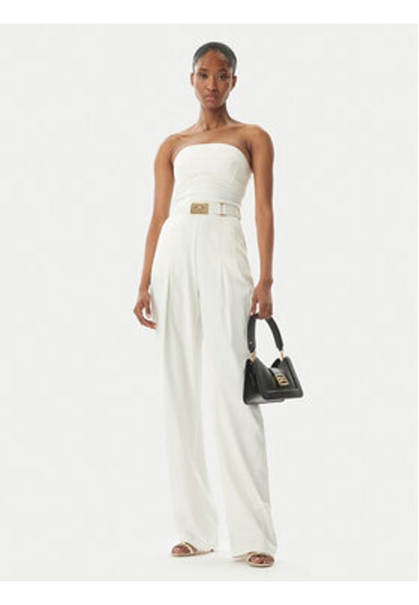 Elisabetta Franchi Kombinezon TU05152E2 100 Écru Regular Fit. Kolor: kremowy. Materiał: syntetyk