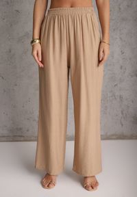 Renee - Beżowy Letni Komplet Kamizelka z Paskiem i Ozdobnymi Guzikami i Szerokie Spodnie Sharieth. Kolor: beżowy #7