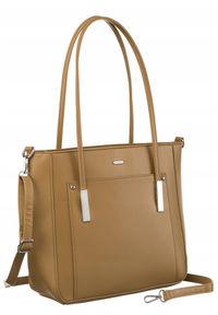 ROVICKY - Shopperka damska Rovicky R-072-03 beżowa. Kolor: beżowy. Materiał: skórzane. Styl: klasyczny