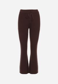 Born2be - Brązowe Spodnie Dzwony z Dzianiny z Wiskozą Zetiva. Kolor: brązowy. Materiał: dzianina, wiskoza #4