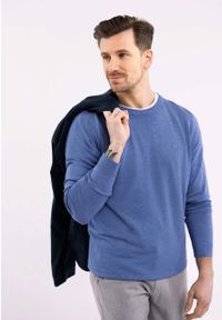 Volcano - Lekki sweter S-MARC. Kolor: niebieski. Materiał: poliamid, nylon, wiskoza, włókno. Wzór: gładki, aplikacja. Styl: klasyczny