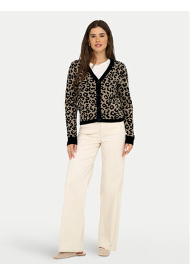 only - ONLY Kardigan Leo 15349819 Brązowy Regular Fit. Kolor: brązowy. Materiał: syntetyk