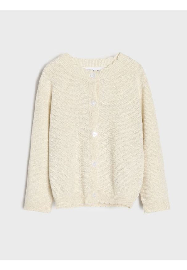 Sinsay - Bawełniany sweter z ozdobnymi guzikami - kremowy. Kolor: kremowy. Materiał: bawełna