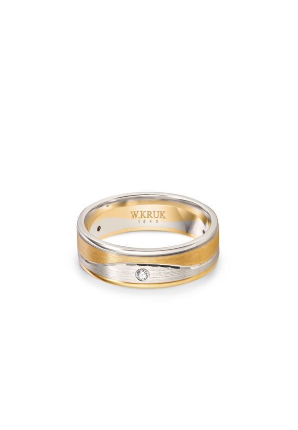W.KRUK - Obrączka ślubna złota RIVA damska. Materiał: złote. Kolor: złoty. Wzór: aplikacja, gładki