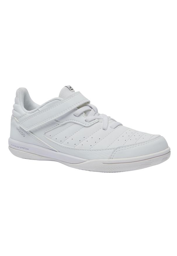 IMVISO - Buty halowe do piłki nożnej dla dzieci Kipsta Eskudo 500. Materiał: kauczuk. Wzór: gładki