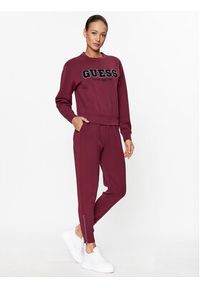 Guess Spodnie dresowe W3BB50 KBYE2 Bordowy Slim Fit. Kolor: czerwony. Materiał: syntetyk, dresówka, wiskoza #4