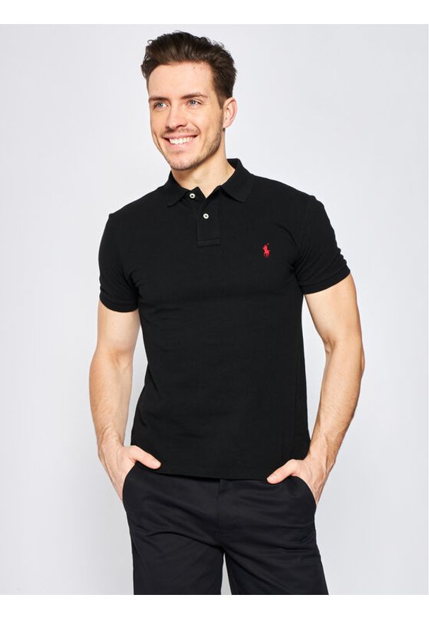 Polo Ralph Lauren Polo Core Replen 710795080 Czarny Slim Fit. Typ kołnierza: polo. Kolor: czarny. Materiał: bawełna