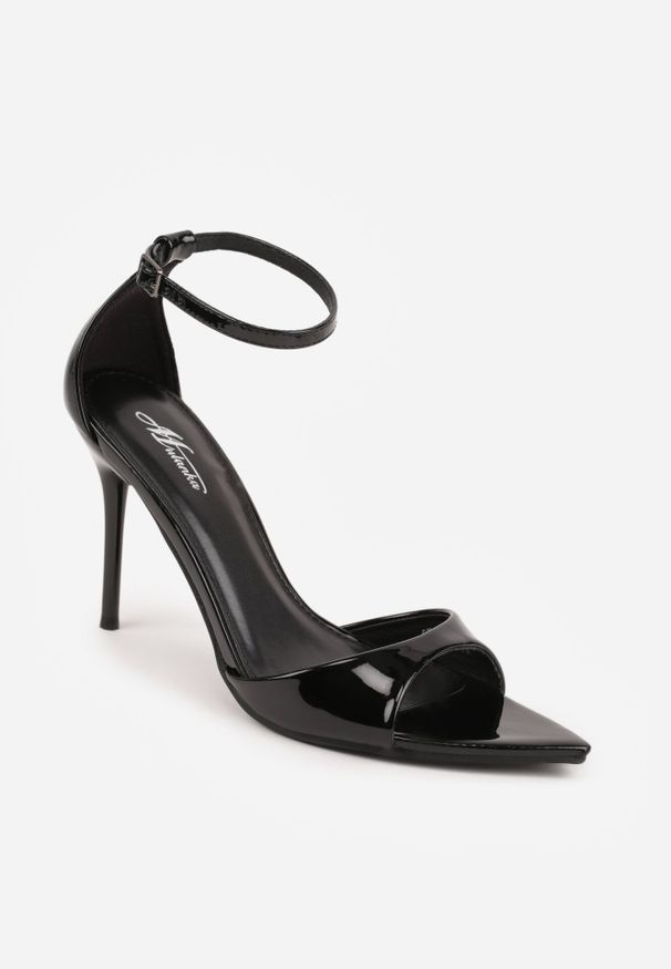 Born2be - Czarne Eleganckie Sandały Lakierowane na Szpilce ze Sprzączką i Noskiem w Szpic Liviana. Okazja: na co dzień. Zapięcie: sprzączka. Kolor: czarny. Materiał: lakier. Obcas: na szpilce. Styl: elegancki