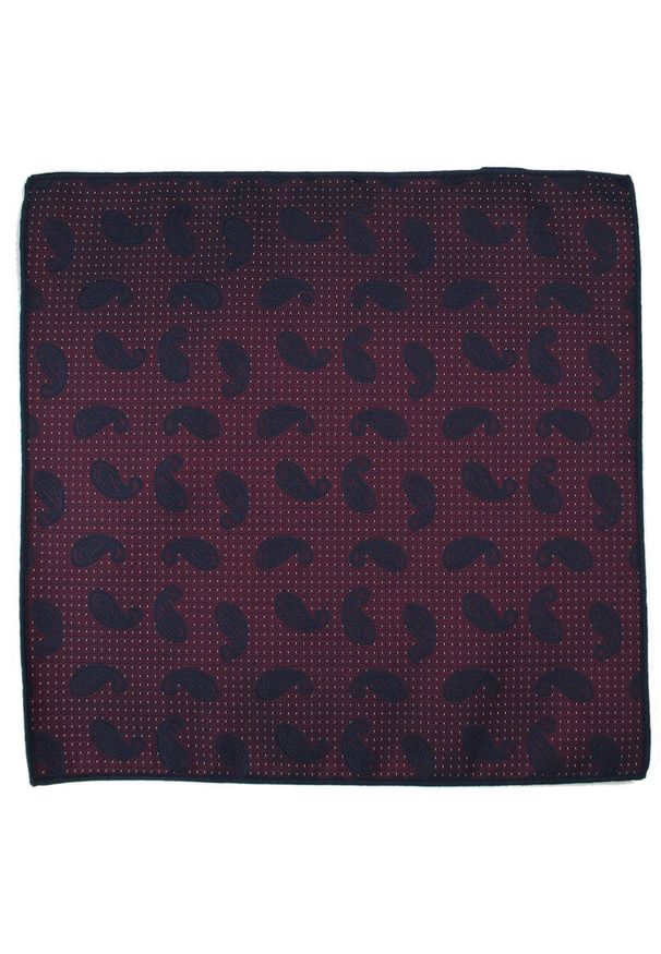 Męska, Elegancka Poszetka - Alties - Bordowa, Granatowy Wzór Paisley. Kolor: niebieski, czerwony, wielokolorowy. Materiał: poliester. Wzór: paisley