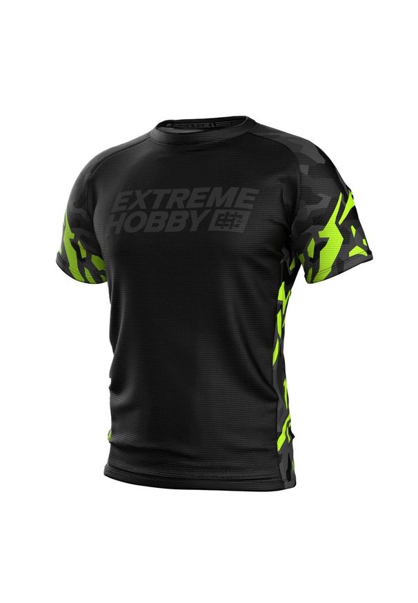 Koszulka Techniczna Sportowa Męska EXTREME HOBBY BLACK PANTHER. Kolor: czarny, zielony, wielokolorowy. Materiał: elastan, poliester. Długość rękawa: krótki rękaw. Długość: krótkie. Sport: fitness, kolarstwo
