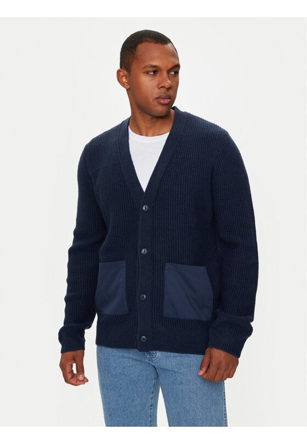 Wrangler Kardigan 112357288 Granatowy Relaxed Fit. Kolor: niebieski. Materiał: wełna
