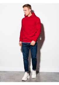 Ombre Clothing - Bluza męska z kapturem B1079 - czerwona - XL. Typ kołnierza: kaptur. Kolor: czerwony. Materiał: poliester, bawełna #3