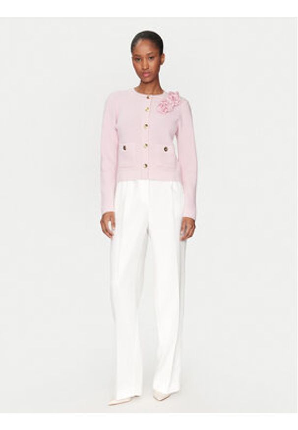 Luisa Spagnoli Kardigan 100023 Różowy Regular Fit. Kolor: różowy. Materiał: wełna