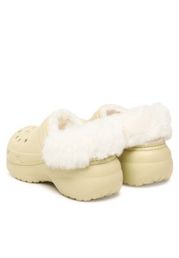 Crocs Klapki Classic Platform Fuzz Lined Clog 212854 Beżowy. Kolor: beżowy. Obcas: na platformie