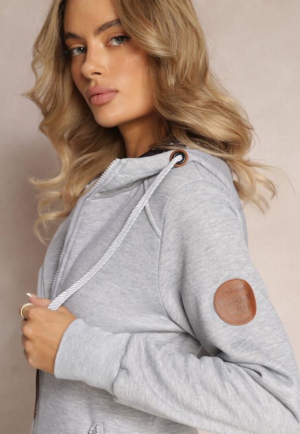 Renee - Jasnoszara Bluza z Kapturem i Polarem Halimins. Typ kołnierza: kaptur. Kolor: szary. Materiał: polar