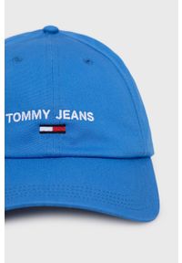 Tommy Jeans czapka bawełniana AM0AM09575.9BYY z aplikacją. Kolor: niebieski. Materiał: bawełna. Wzór: aplikacja #3