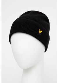 Lyle & Scott Czapka kolor czarny z cienkiej dzianiny wełniana. Kolor: czarny. Materiał: wełna, dzianina #2