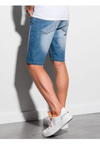 Ombre Clothing - Krótkie spodenki męskie jeansowe W306 - niebieskie - XXL. Kolor: niebieski. Materiał: jeans. Długość: krótkie. Wzór: aplikacja. Styl: klasyczny #5
