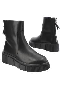 Czarne Botki Cambell Stylowe Obuwie Damskie Zapinane Na Suwak. Okazja: na co dzień. Zapięcie: zamek. Kolor: czarny. Materiał: skóra. Styl: elegancki #3