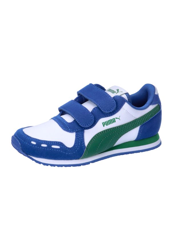 Buty do chodzenia dla dzieci Puma Cabana Racer Sl 20 V Ps. Zapięcie: rzepy. Kolor: zielony, niebieski, biały, wielokolorowy. Materiał: guma, syntetyk, tkanina, materiał. Szerokość cholewki: normalna. Sport: turystyka piesza