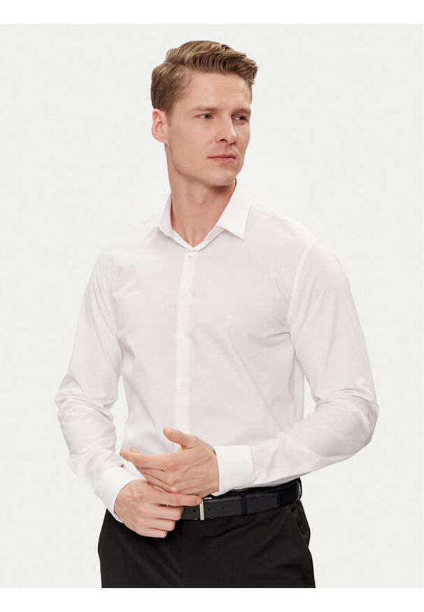 Calvin Klein Koszula K10K112587 Biały Slim Fit. Kolor: biały. Materiał: bawełna