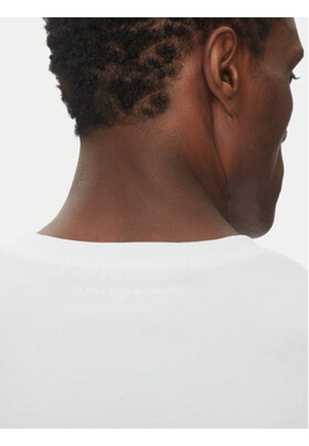 Karl Lagerfeld - KARL LAGERFELD T-Shirt 755058 552235 Biały Regular Fit. Typ kołnierza: dekolt w karo. Kolor: biały. Materiał: bawełna