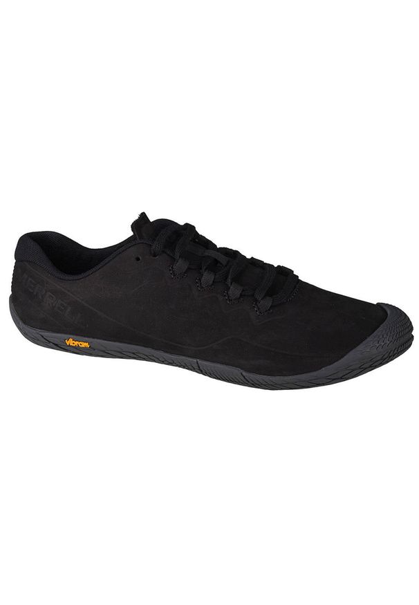 Buty do biegania męskie, Merrell Vapor Glove 3 Luna Ltr. Zapięcie: sznurówki. Kolor: czarny, wielokolorowy. Materiał: skóra, nubuk, materiał. Szerokość cholewki: normalna. Sport: turystyka piesza