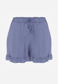 Renee - Jasnoniebieskie Szorty Agathima. Okazja: na co dzień. Kolor: niebieski. Materiał: wiskoza. Długość: krótkie. Wzór: aplikacja, nadruk, gładki. Styl: casual #6