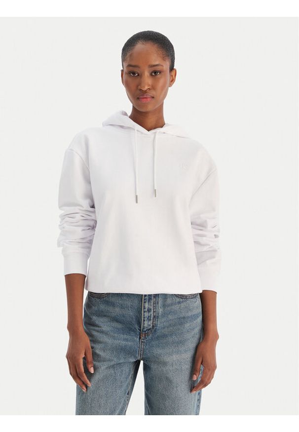 Calvin Klein Jeans Bluza Ls Monogram Terry Po LV047C224G Biały Regular Fit. Kolor: biały. Materiał: bawełna