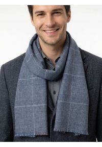 Szalik Męski V. Fraas - Cashmink - Niebieski, Dwustronny, Kratka. Kolor: niebieski. Materiał: tkanina, syntetyk, materiał, poliakryl, wełna. Wzór: kratka. Sezon: lato #2