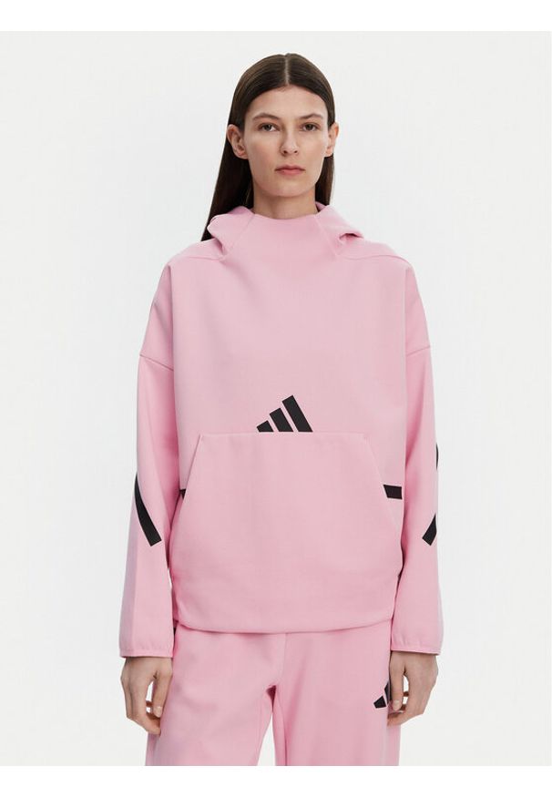 Adidas - adidas Bluza Z.N.E. JD5992 Różowy Loose Fit. Kolor: różowy. Materiał: bawełna