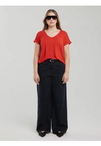 Big-Star - Koszulka damska o luźnym kroju czerwona Valeria 704. Kolor: czerwony. Materiał: wiskoza, jeans, dzianina #6