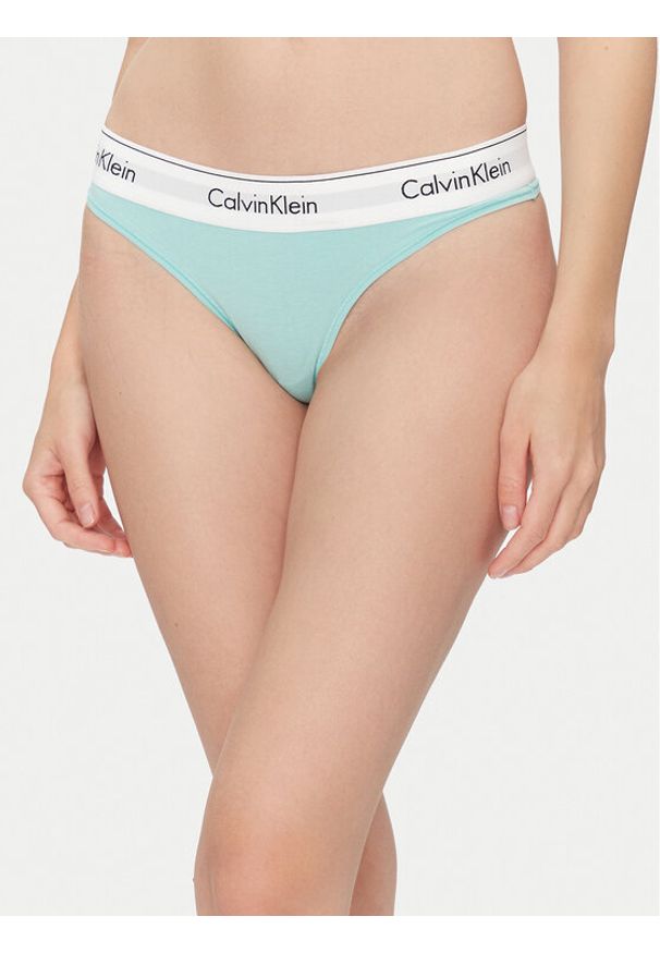 Calvin Klein Underwear Stringi 0000F3786E Zielony. Kolor: zielony. Materiał: bawełna