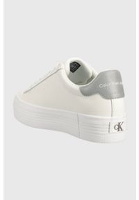Calvin Klein Jeans sneakersy skórzane VULC FLATFORM LACEUP kolor biały YW0YW01220. Nosek buta: okrągły. Kolor: biały. Materiał: skóra. Obcas: na platformie #4