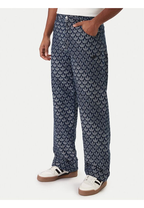 Adidas - adidas Jeansy Monogram KD0399 Niebieski Loose Fit. Kolor: niebieski