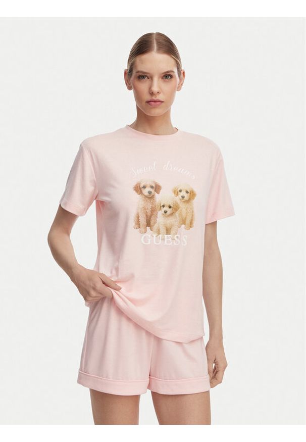 Guess Piżama O6GX05 KH110 Różowy jasny Relaxed Fit. Kolor: różowy. Materiał: syntetyk