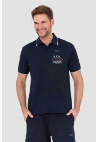 Aeronautica Militare - AERONAUTICA MILITARE Granatowa męska koszulka Polo M.C., Rozmiar XL. Typ kołnierza: polo. Kolor: niebieski #1