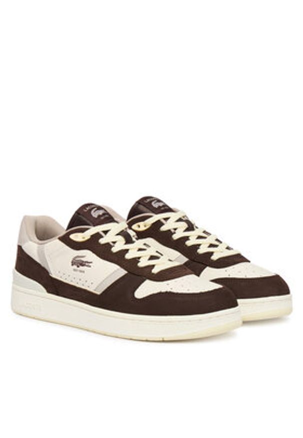 Lacoste Sneakersy T-Clip Set 51SMA0100 Brązowy. Kolor: brązowy. Materiał: skóra