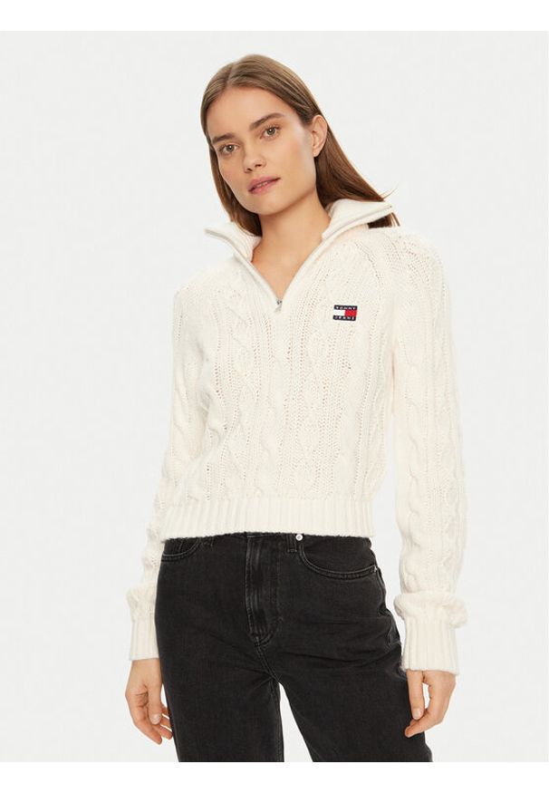 Tommy Jeans Sweter DW0DW20269 Écru Regular Fit. Materiał: syntetyk