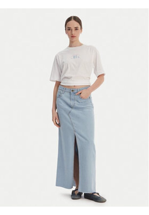 Guess Jeans Spódnica jeansowa W6GD52 D7902 Niebieski Regular Fit. Kolor: niebieski. Materiał: bawełna