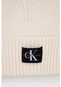 Calvin Klein Jeans czapka wełniana kolor biały wełniana. Kolor: biały. Materiał: wełna #3