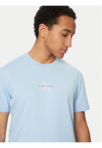 Calvin Klein Jeans T-Shirt Monologo J30J325649 Błękitny Regular Fit. Kolor: niebieski. Materiał: bawełna #4