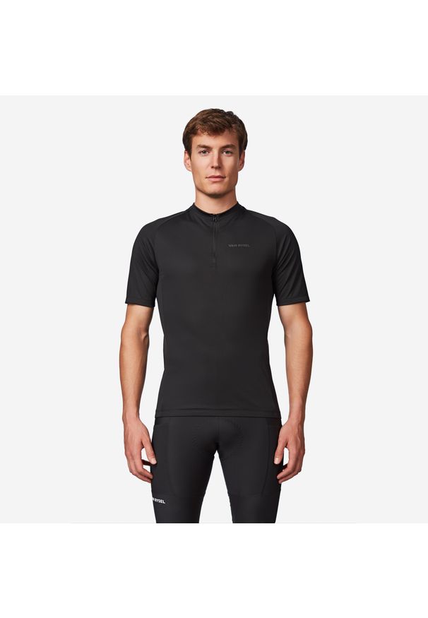 VAN RYSEL - Koszulka rowerowa szosowa męska Van Rysel Essential. Kolor: czarny. Materiał: poliester, materiał. Sport: kolarstwo