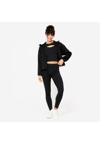 DOMYOS - Legginsy fitness damskie Domyos. Kolor: czarny. Materiał: elastan, poliester, materiał. Sport: fitness