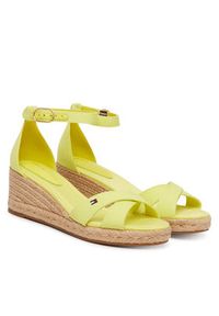 TOMMY HILFIGER - Tommy Hilfiger Espadryle Hemp Crossover Strap Wedge Espadrilles FW0FW09332 Zielony. Kolor: zielony. Materiał: materiał #6