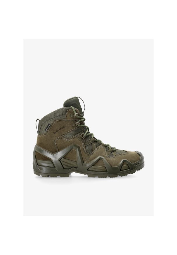 Buty trekkingowe męskie Lowa Zephyr Mk2 Gtx Mid. Wysokość cholewki: za kostkę. Zapięcie: sznurówki. Kolor: zielony. Materiał: materiał, skóra, syntetyk. Szerokość cholewki: normalna