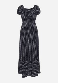 Born2be - Granatowa Sukienka z Bawełną w Kropki Ellisla. Okazja: na co dzień. Kolor: niebieski. Materiał: bawełna. Wzór: kropki. Styl: casual, elegancki #7