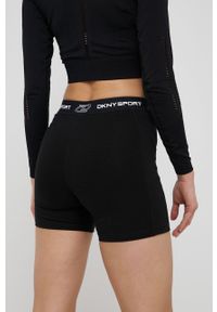 DKNY - Dkny Szorty damskie kolor czarny z nadrukiem high waist. Stan: podwyższony. Kolor: czarny. Materiał: dzianina. Wzór: nadruk #2