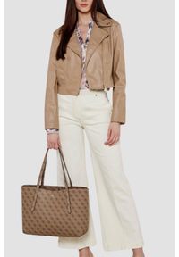 Guess - GUESS Brązowa shopperka damska Brenton. Kolor: brązowy. Materiał: skórzane. Styl: elegancki, casual #3